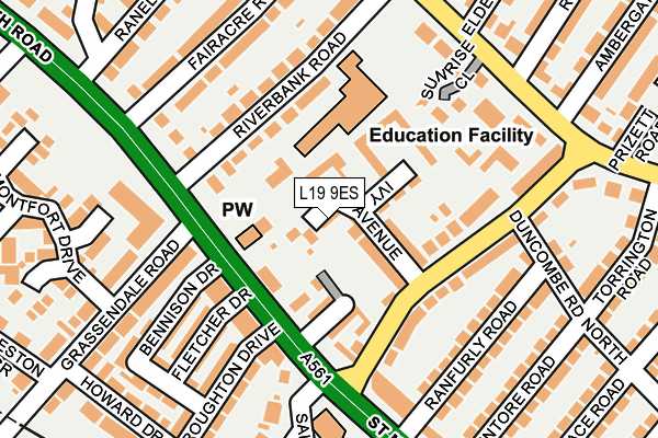 L19 9ES map - OS OpenMap – Local (Ordnance Survey) L19 9ES map - OS OpenMap – Local (Ordnance Survey)