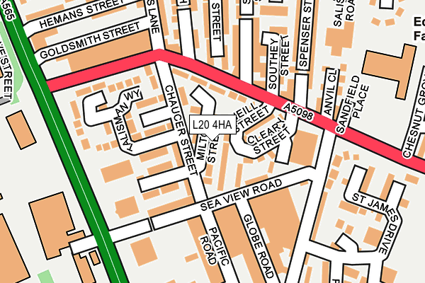 L20 4HA map - OS OpenMap – Local (Ordnance Survey) L20 4HA map - OS OpenMap – Local (Ordnance Survey)