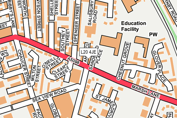 L20 4JE map - OS OpenMap – Local (Ordnance Survey) L20 4JE map - OS OpenMap – Local (Ordnance Survey)