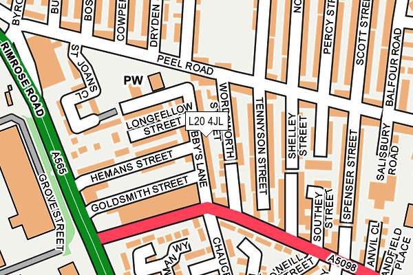 L20 4JL map - OS OpenMap – Local (Ordnance Survey) L20 4JL map - OS OpenMap – Local (Ordnance Survey)