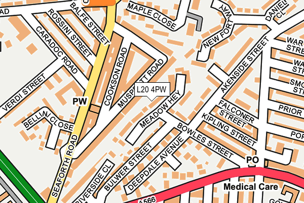 L20 4PW map - OS OpenMap – Local (Ordnance Survey) L20 4PW map - OS OpenMap – Local (Ordnance Survey)