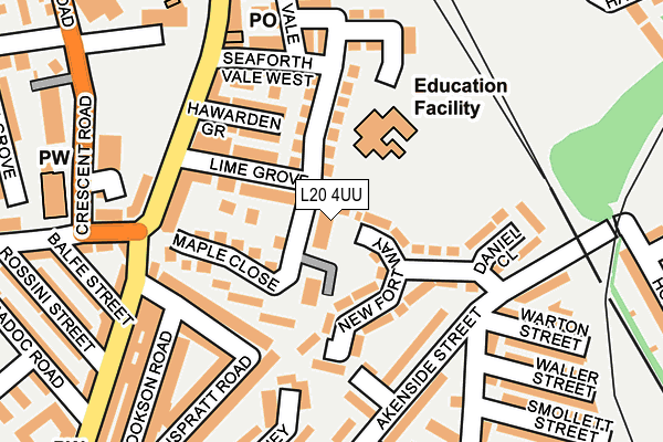 L20 4UU map - OS OpenMap – Local (Ordnance Survey) L20 4UU map - OS OpenMap – Local (Ordnance Survey)