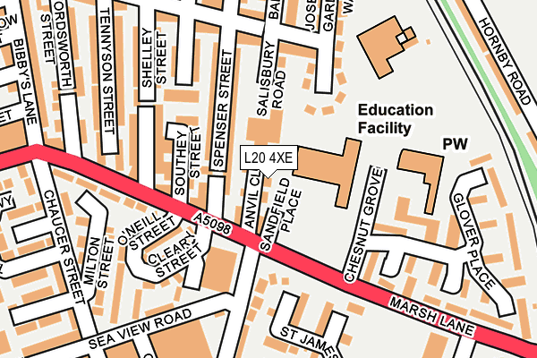 L20 4XE map - OS OpenMap – Local (Ordnance Survey) L20 4XE map - OS OpenMap – Local (Ordnance Survey)