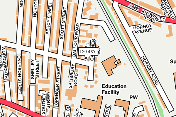L20 4XY map - OS OpenMap – Local (Ordnance Survey)