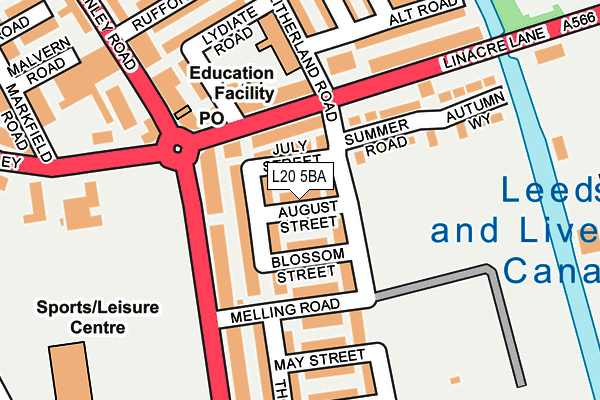 L20 5BA map - OS OpenMap – Local (Ordnance Survey) L20 5BA map - OS OpenMap – Local (Ordnance Survey)