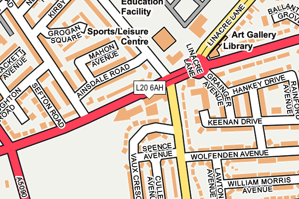 L20 6AH map - OS OpenMap – Local (Ordnance Survey) L20 6AH map - OS OpenMap – Local (Ordnance Survey)
