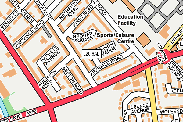 L20 6AL map - OS OpenMap – Local (Ordnance Survey) L20 6AL map - OS OpenMap – Local (Ordnance Survey)
