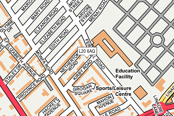 L20 6AQ map - OS OpenMap – Local (Ordnance Survey)