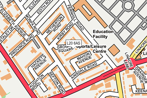 L20 6AS map - OS OpenMap – Local (Ordnance Survey) L20 6AS map - OS OpenMap – Local (Ordnance Survey)