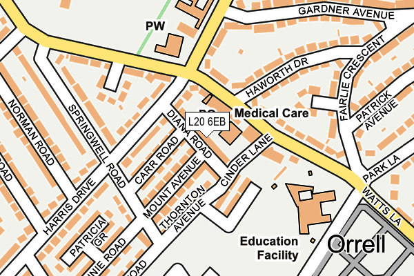L20 6EB map - OS OpenMap – Local (Ordnance Survey) L20 6EB map - OS OpenMap – Local (Ordnance Survey)