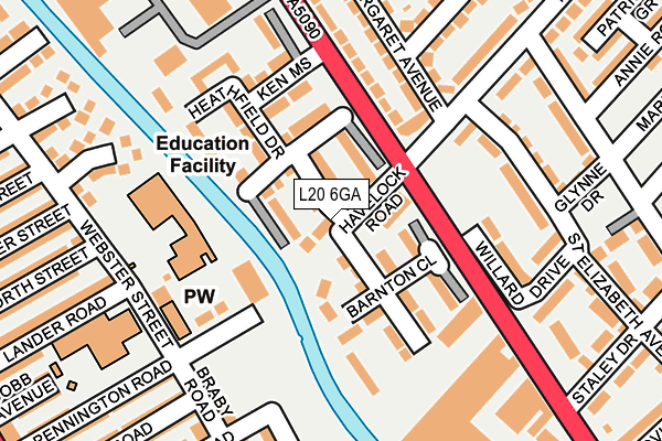 L20 6GA map - OS OpenMap – Local (Ordnance Survey) L20 6GA map - OS OpenMap – Local (Ordnance Survey)