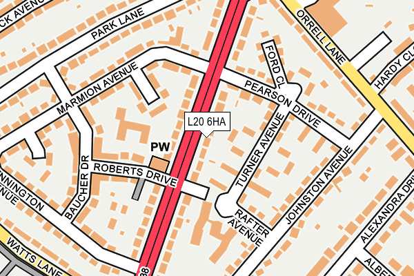 L20 6HA map - OS OpenMap – Local (Ordnance Survey) L20 6HA map - OS OpenMap – Local (Ordnance Survey)