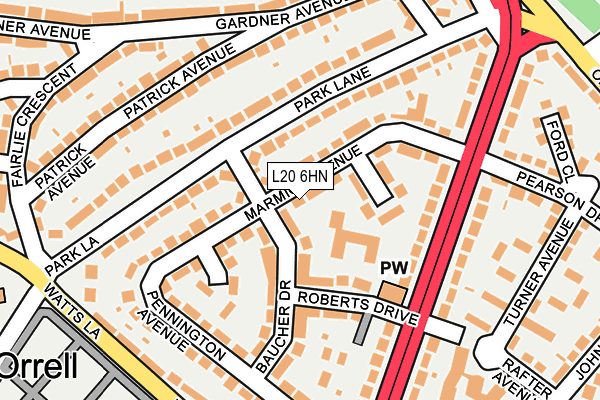 L20 6HN map - OS OpenMap – Local (Ordnance Survey) L20 6HN map - OS OpenMap – Local (Ordnance Survey)