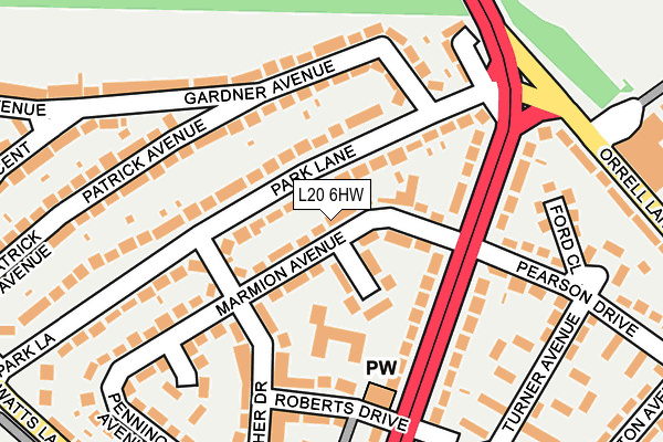 L20 6HW map - OS OpenMap – Local (Ordnance Survey)