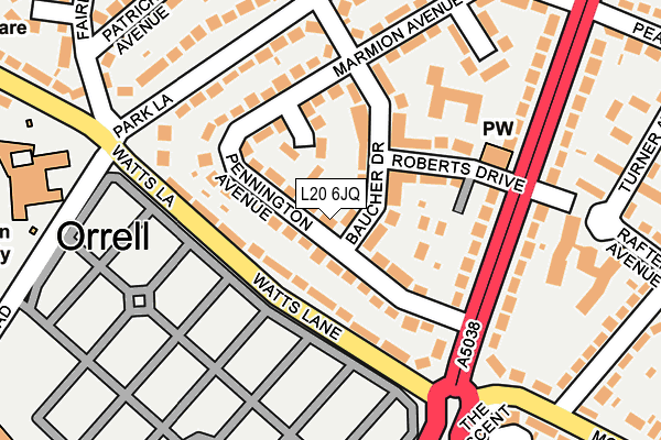 L20 6JQ map - OS OpenMap – Local (Ordnance Survey)