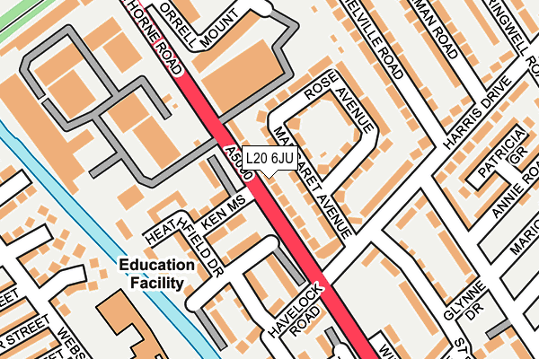 L20 6JU map - OS OpenMap – Local (Ordnance Survey) L20 6JU map - OS OpenMap – Local (Ordnance Survey)