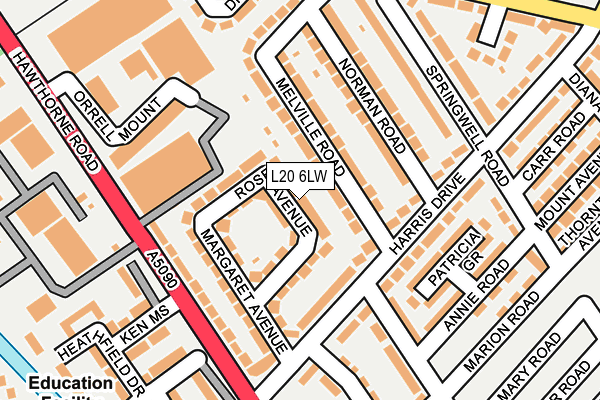 L20 6LW map - OS OpenMap – Local (Ordnance Survey) L20 6LW map - OS OpenMap – Local (Ordnance Survey)
