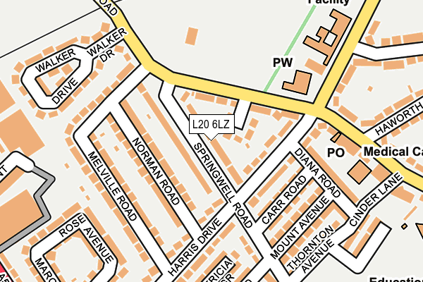 L20 6LZ map - OS OpenMap – Local (Ordnance Survey) L20 6LZ map - OS OpenMap – Local (Ordnance Survey)