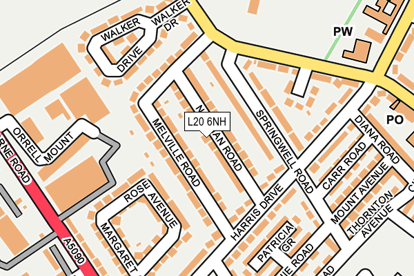 L20 6NH map - OS OpenMap – Local (Ordnance Survey) L20 6NH map - OS OpenMap – Local (Ordnance Survey)