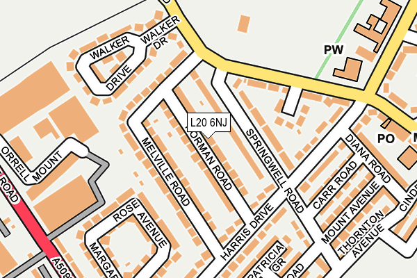 L20 6NJ map - OS OpenMap – Local (Ordnance Survey) L20 6NJ map - OS OpenMap – Local (Ordnance Survey)