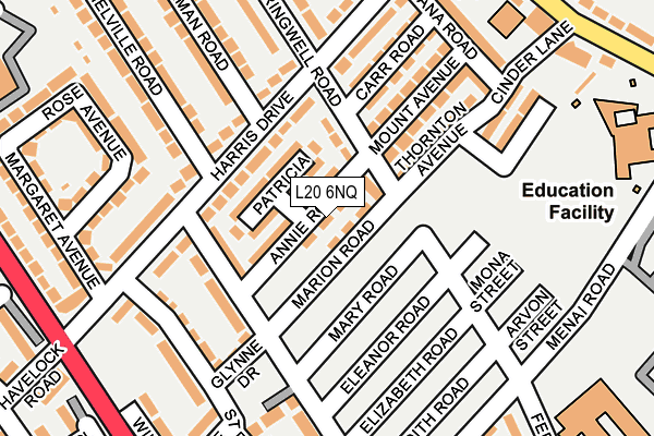 L20 6NQ map - OS OpenMap – Local (Ordnance Survey) L20 6NQ map - OS OpenMap – Local (Ordnance Survey)