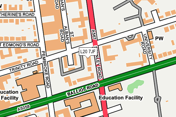L20 7JF map - OS OpenMap – Local (Ordnance Survey) L20 7JF map - OS OpenMap – Local (Ordnance Survey)