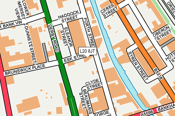 L20 8JT map - OS OpenMap – Local (Ordnance Survey) L20 8JT map - OS OpenMap – Local (Ordnance Survey)