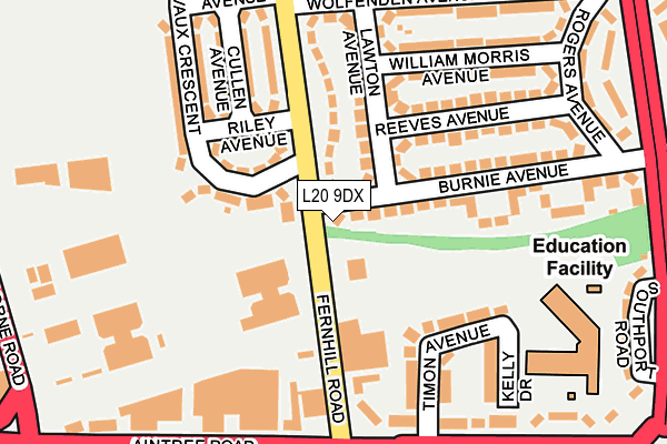 L20 9DX map - OS OpenMap – Local (Ordnance Survey) L20 9DX map - OS OpenMap – Local (Ordnance Survey)