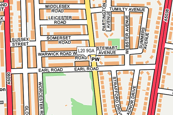L20 9GA map - OS OpenMap – Local (Ordnance Survey) L20 9GA map - OS OpenMap – Local (Ordnance Survey)