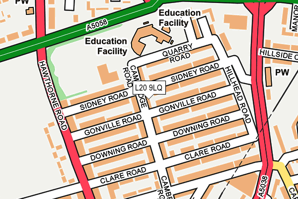 L20 9LQ map - OS OpenMap – Local (Ordnance Survey) L20 9LQ map - OS OpenMap – Local (Ordnance Survey)