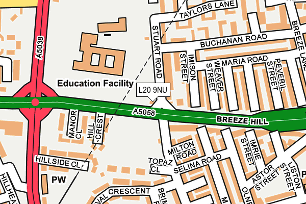 L20 9NU map - OS OpenMap – Local (Ordnance Survey) L20 9NU map - OS OpenMap – Local (Ordnance Survey)