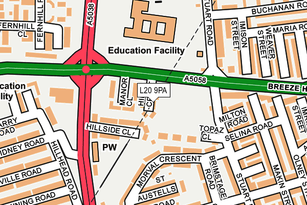 L20 9PA map - OS OpenMap – Local (Ordnance Survey)