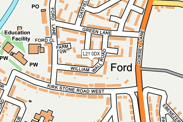 L21 0DX map - OS OpenMap – Local (Ordnance Survey)