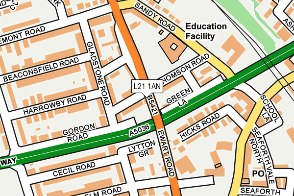 L21 1AN map - OS OpenMap – Local (Ordnance Survey) L21 1AN map - OS OpenMap – Local (Ordnance Survey)