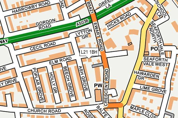 L21 1BH map - OS OpenMap – Local (Ordnance Survey)