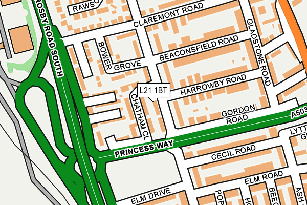 L21 1BT map - OS OpenMap – Local (Ordnance Survey) L21 1BT map - OS OpenMap – Local (Ordnance Survey)