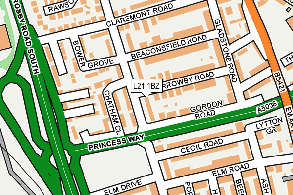 L21 1BZ map - OS OpenMap – Local (Ordnance Survey) L21 1BZ map - OS OpenMap – Local (Ordnance Survey)