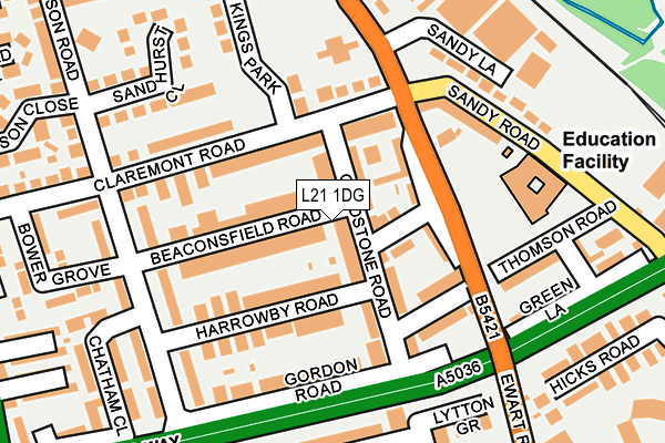 L21 1DG map - OS OpenMap – Local (Ordnance Survey)