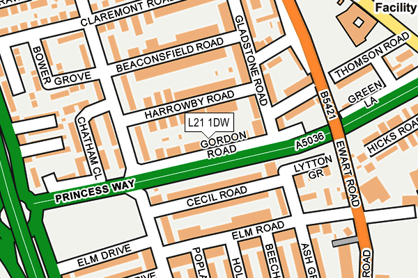 L21 1DW map - OS OpenMap – Local (Ordnance Survey) L21 1DW map - OS OpenMap – Local (Ordnance Survey)
