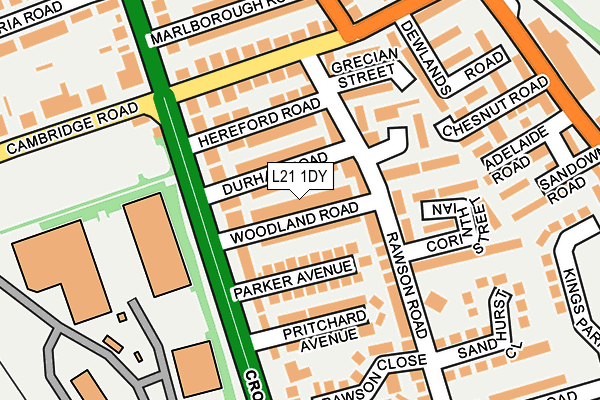 L21 1DY map - OS OpenMap – Local (Ordnance Survey) L21 1DY map - OS OpenMap – Local (Ordnance Survey)