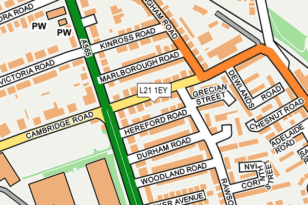 L21 1EY map - OS OpenMap – Local (Ordnance Survey) L21 1EY map - OS OpenMap – Local (Ordnance Survey)