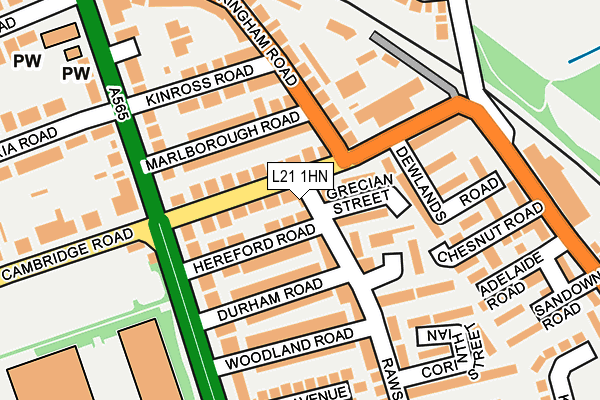 L21 1HN map - OS OpenMap – Local (Ordnance Survey) L21 1HN map - OS OpenMap – Local (Ordnance Survey)