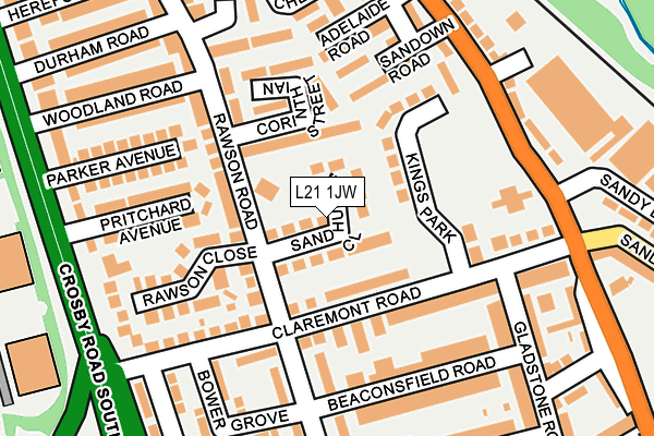 L21 1JW map - OS OpenMap – Local (Ordnance Survey) L21 1JW map - OS OpenMap – Local (Ordnance Survey)