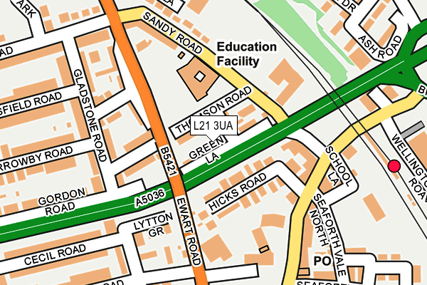 L21 3UA map - OS OpenMap – Local (Ordnance Survey) L21 3UA map - OS OpenMap – Local (Ordnance Survey)