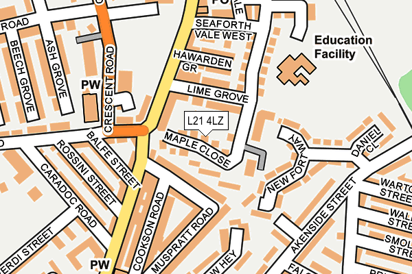 L21 4LZ map - OS OpenMap – Local (Ordnance Survey) L21 4LZ map - OS OpenMap – Local (Ordnance Survey)