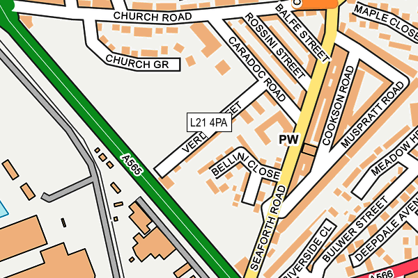 L21 4PA map - OS OpenMap – Local (Ordnance Survey) L21 4PA map - OS OpenMap – Local (Ordnance Survey)