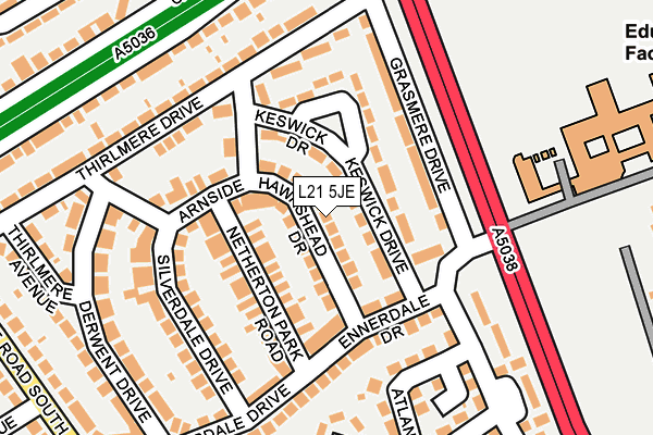 L21 5JE map - OS OpenMap – Local (Ordnance Survey) L21 5JE map - OS OpenMap – Local (Ordnance Survey)