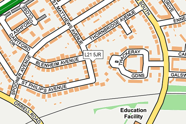 L21 5JR map - OS OpenMap – Local (Ordnance Survey) L21 5JR map - OS OpenMap – Local (Ordnance Survey)