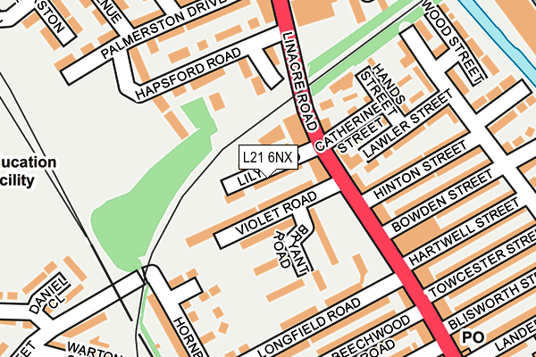 L21 6NX map - OS OpenMap – Local (Ordnance Survey) L21 6NX map - OS OpenMap – Local (Ordnance Survey)