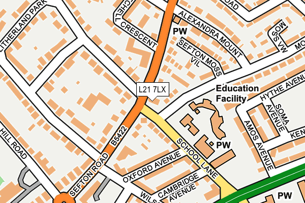 L21 7LX map - OS OpenMap – Local (Ordnance Survey) L21 7LX map - OS OpenMap – Local (Ordnance Survey)